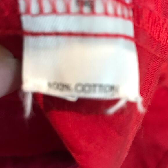 Chico's Red Structured Damask Tunic Button Up Top Sz 1 Medium - Picture 5 of 6